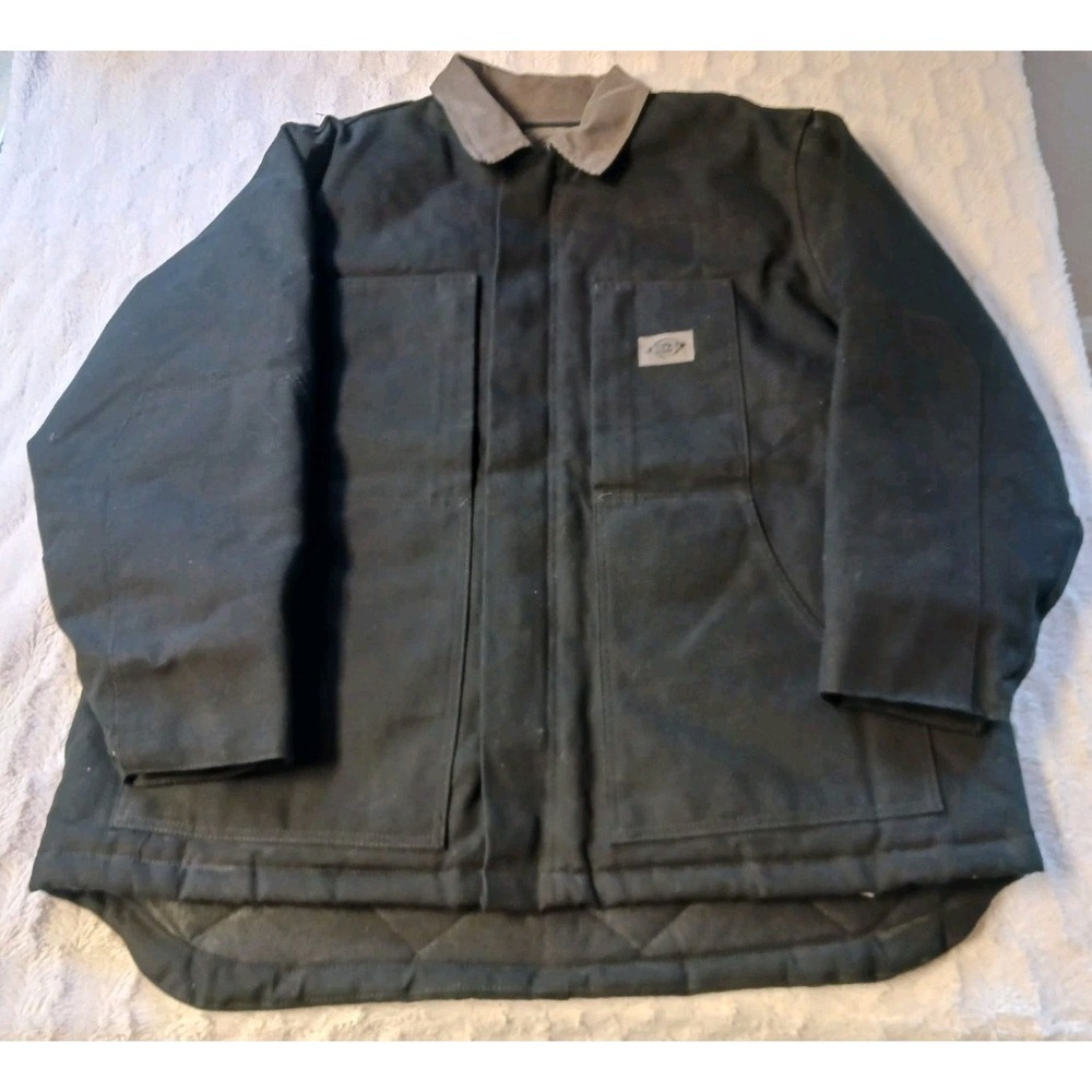Dickies Chore Coat Men's XL Canvas Utility Jacket Black w/Gray Corduroy Collar